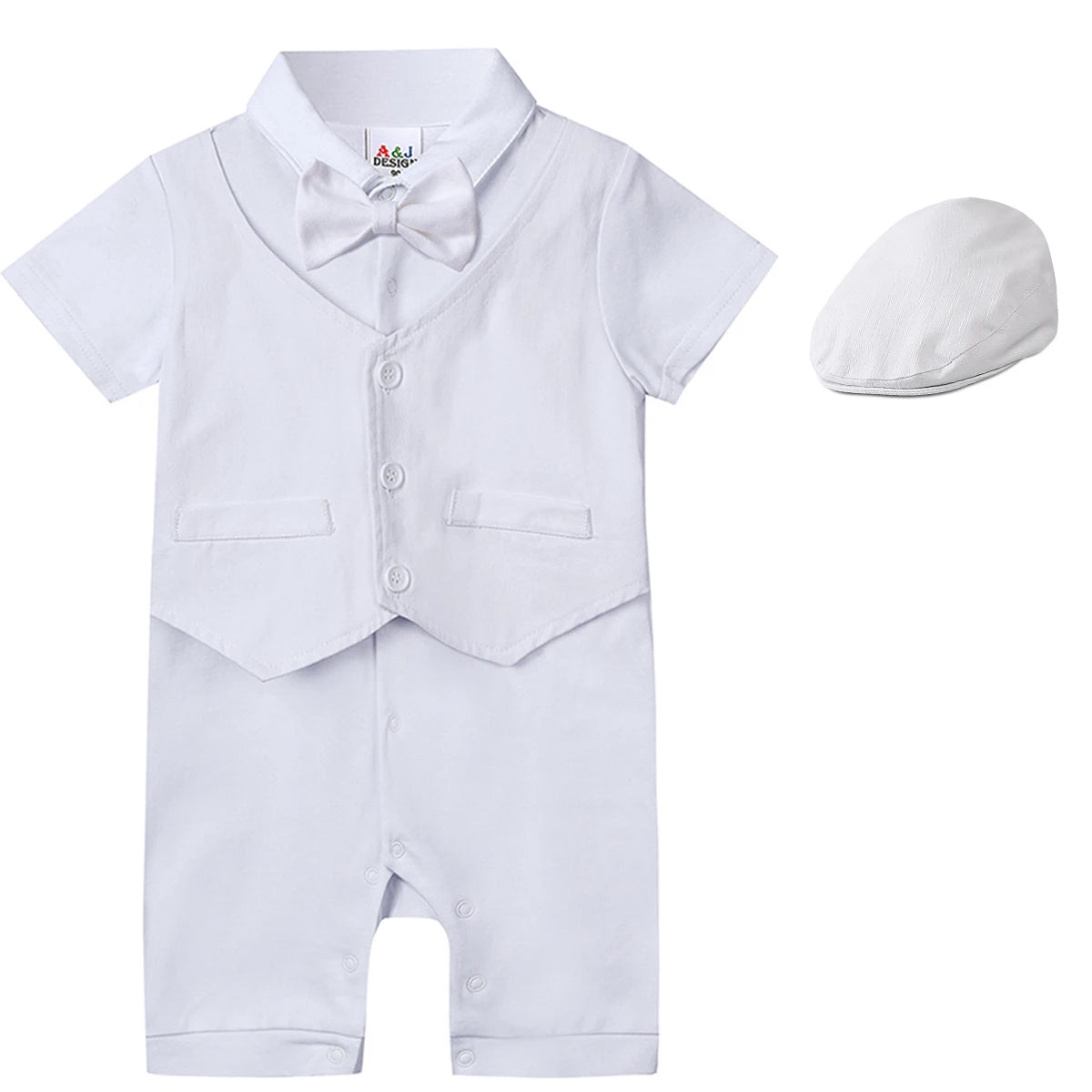 Baby Boy Christening Outfit Infant Baptism Romper Toddler Birthday Party Gift Photoshoot Clothes Newborn White Formal Summer Set