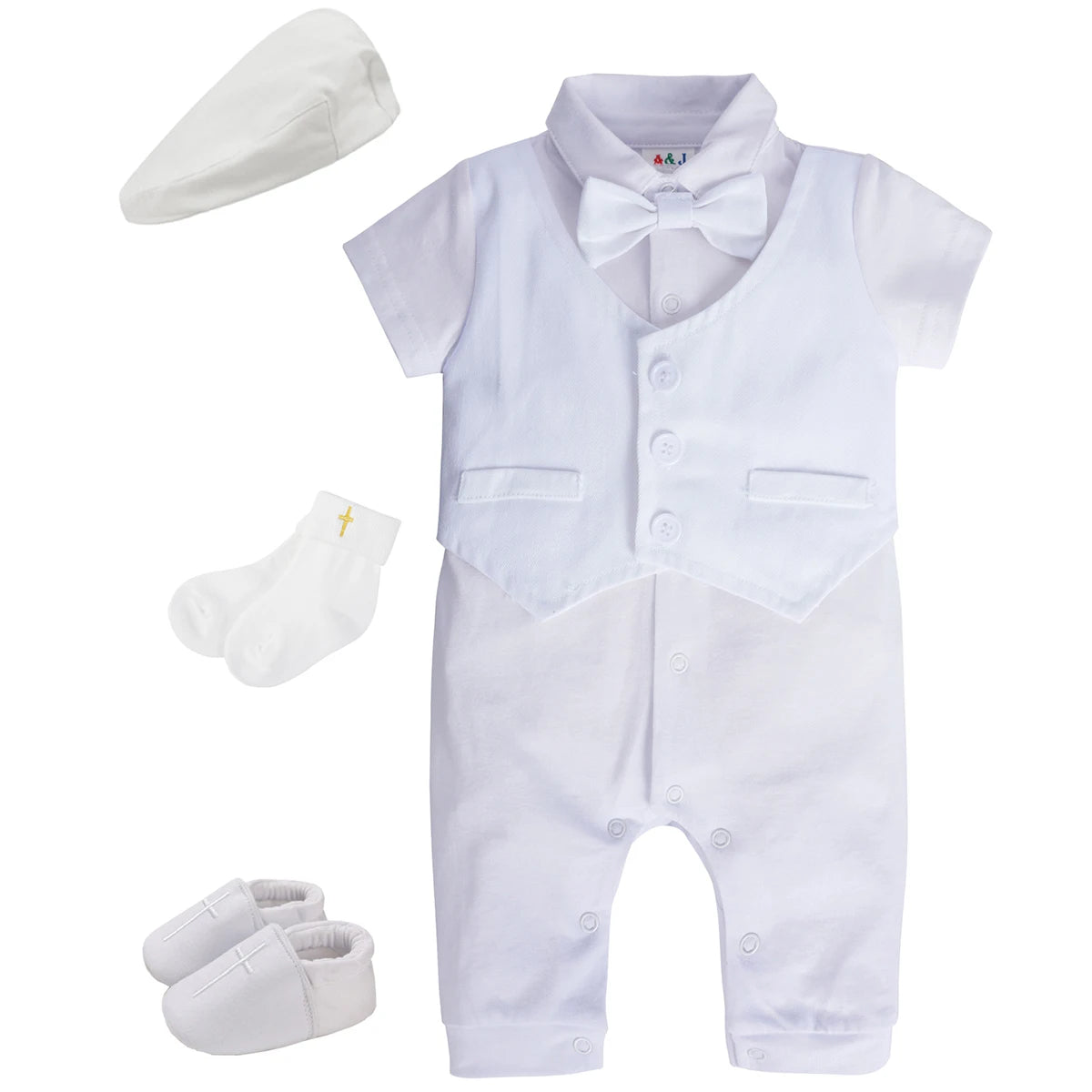 Baby Boy Christening Outfit Infant Baptism Romper Toddler Birthday Party Gift Photoshoot Clothes Newborn White Formal Summer Set