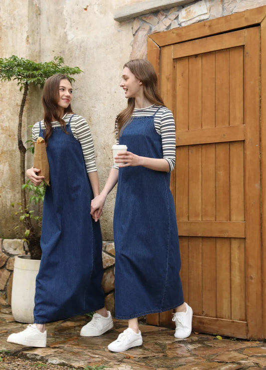 AS 2025 Teen girls woman denim jumper dress adjustable straps jeans outfit